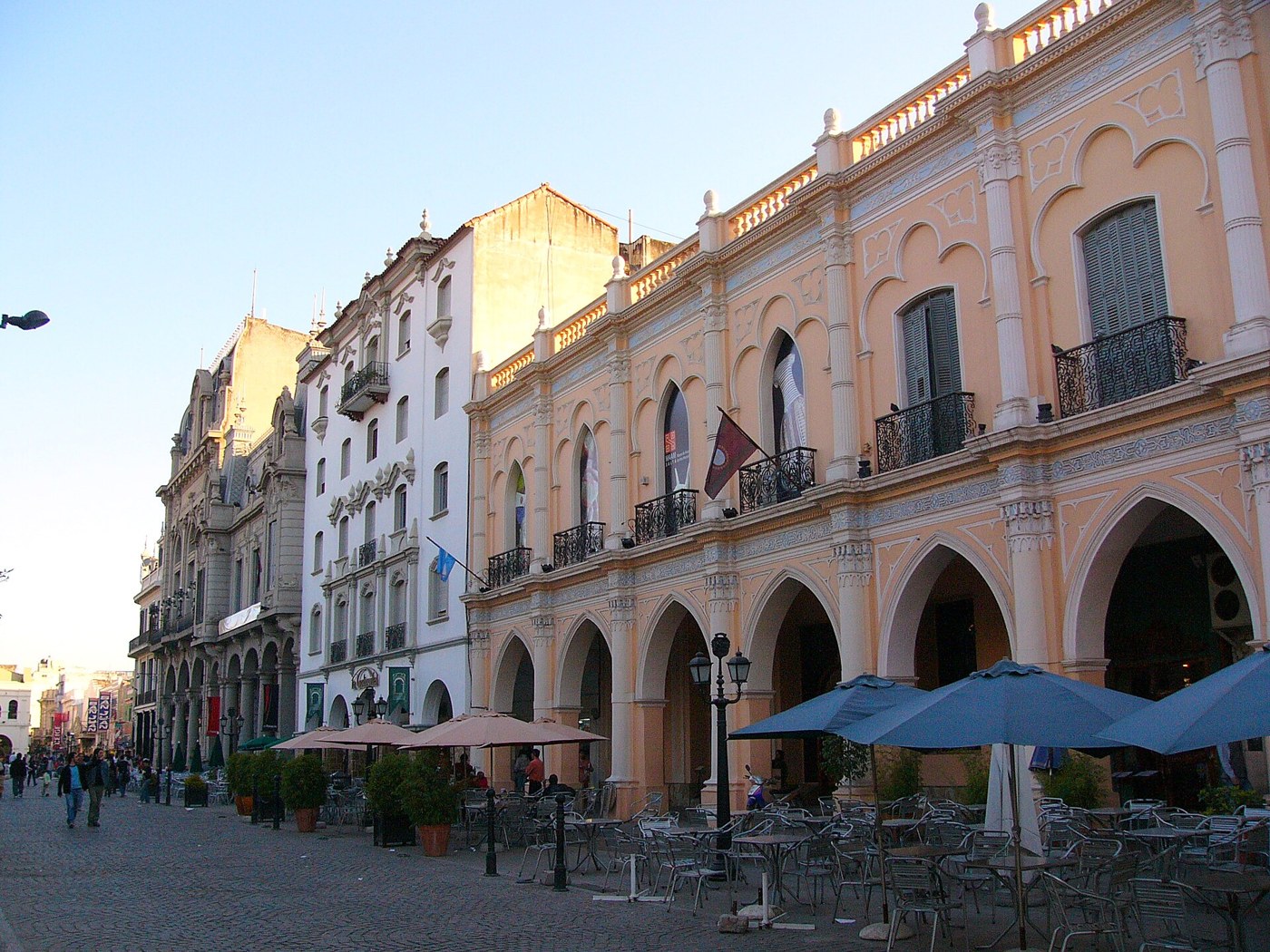 Arcades and plaza in central Salta